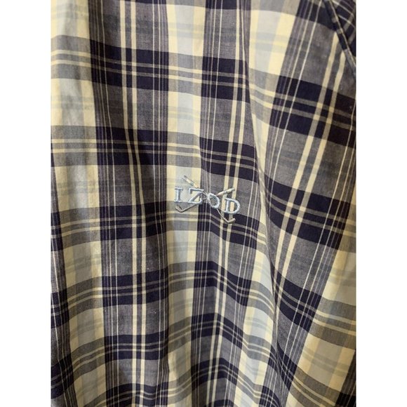Izod Golf Plaid Pullover Windbreaker Jacket Mens Sz L Blue Yellow - Picture 3 of 6